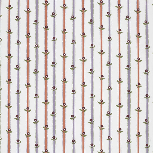 Baumwoll-Popeline Streifen & Blumen Wollweiß – Detail
