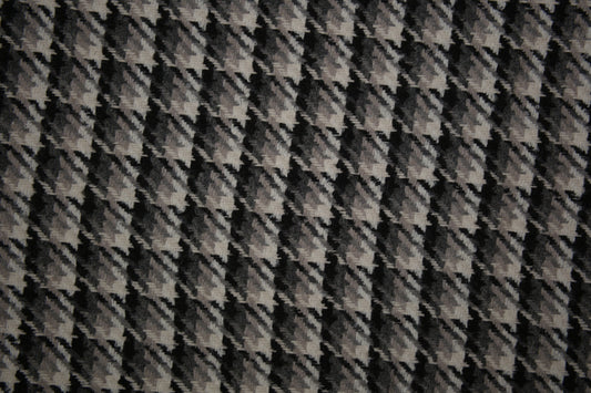 Wollmix Hahnentritt Stoff in Schwarz und Grau – eleganter Stoff für Mäntel und Blazer