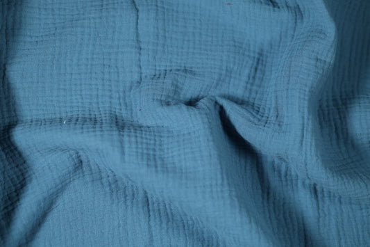 Hochwertiger Musselinstoff in Jeansblau – perfekt für Bekleidung und Deko
