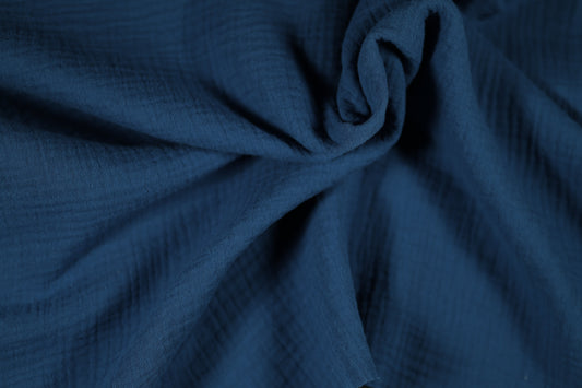 Atmungsaktiver Musselin Stoff in Marineblau – weich und pflegeleicht