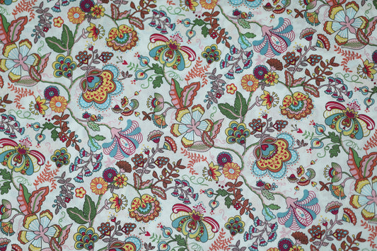 Hochwertiger Baumwoll Stretch â lebendige Blumen auf weichem Stoff