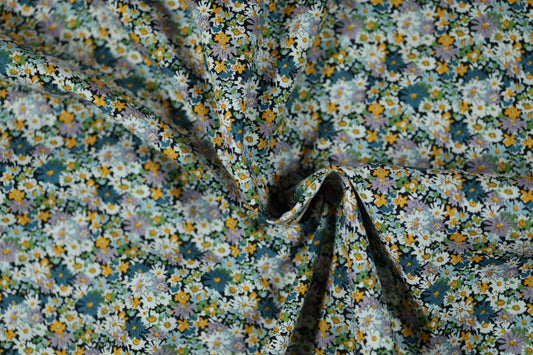 Hochwertiger Baumwoll Stretch – lebendige Blumen auf weichem Stoff