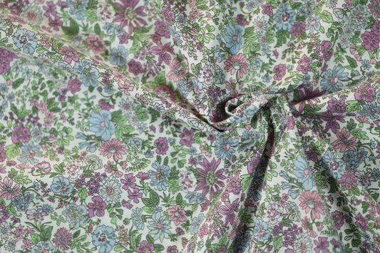 Hochwertiger Stretchstoff mit Blumenmuster in Lavendeltraum – perfekt für Nähen und Design