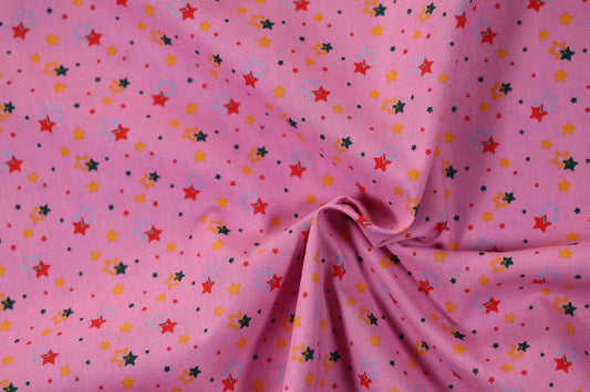 Elastischer Baumwollstoff Sternenhimmel Pink – ideal für Kleidung und Accessoires
