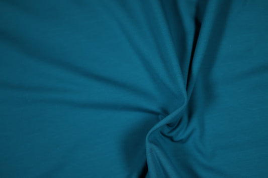 Petrolblauer Baumwolljersey - Nahaufnahme der Materialqualität 140cm