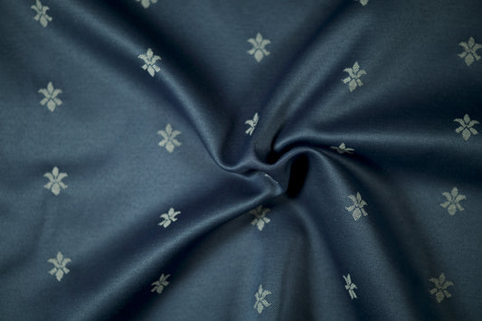 Klassik Jacquard – Marineblau mit Ranken – hochwertiger Polsterstoff ideal für Vorhänge und Sessel