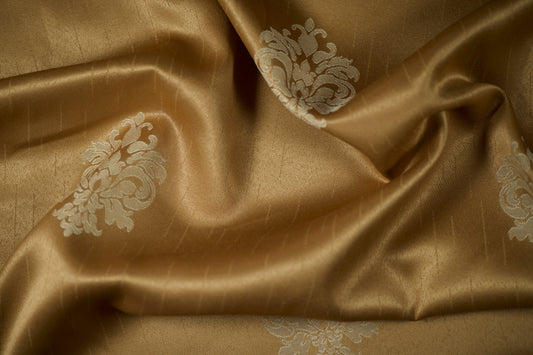Jacquard Damast – Goldbraun – hochwertiger Polsterstoff ideal für Vorhänge und Sessel