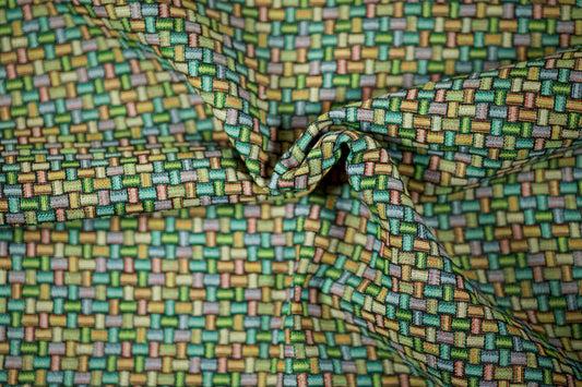 Möbelstoff mit feinem, gewebtem Muster in Multicolor-Farbkombination