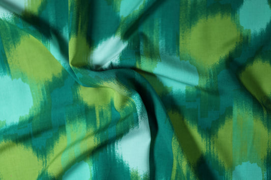 Viskose â Tropfenmuster in GrĂŒn â ideal fĂŒr Sommerkleidung, Blusen und Accessoires