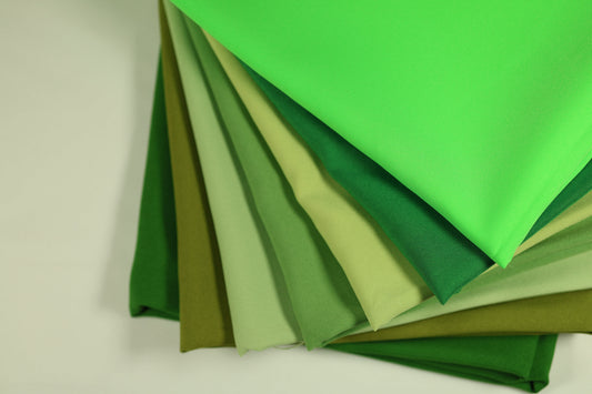 Alle GrĂŒntöne der Polyester Panama Kollektion auf einen Blick â Vergleich aller Farben