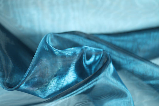 Petrolfarbener Organza Stoff halbtransparent schimmernd 140cm breit