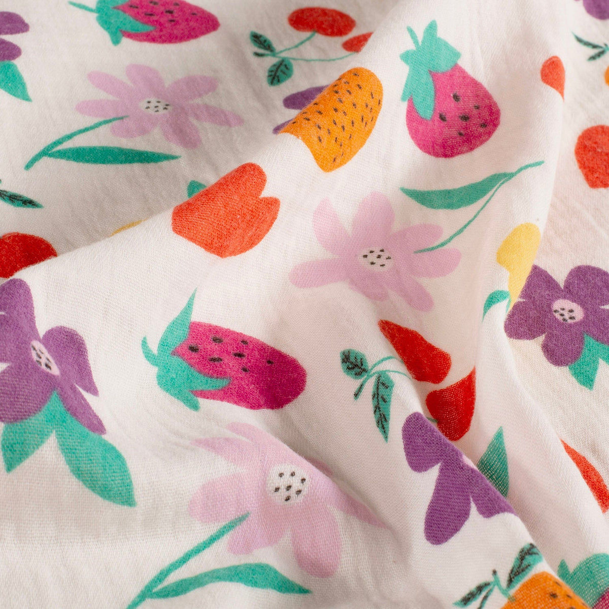 Musselin Stoff Blumen Wollweiß – Stoffeya