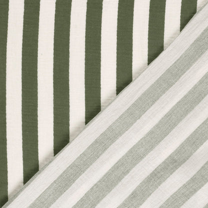 Musselin Stoff Streifen Dunkelgrün – Weicher Baumwollstoff mit Print