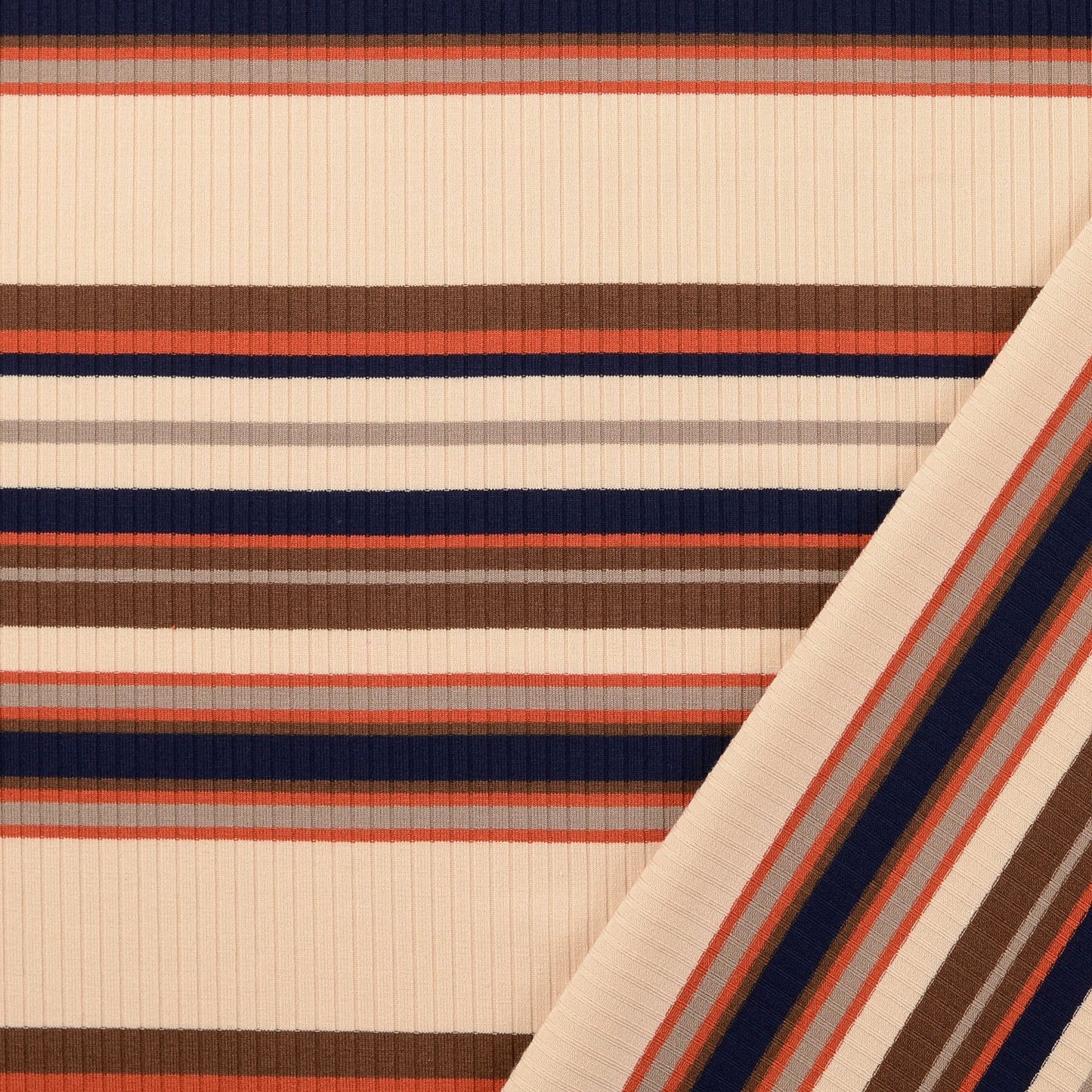 Jersey Rippe Streifen Braun – Heavy Knit Stretch Stoff | Stoffeya