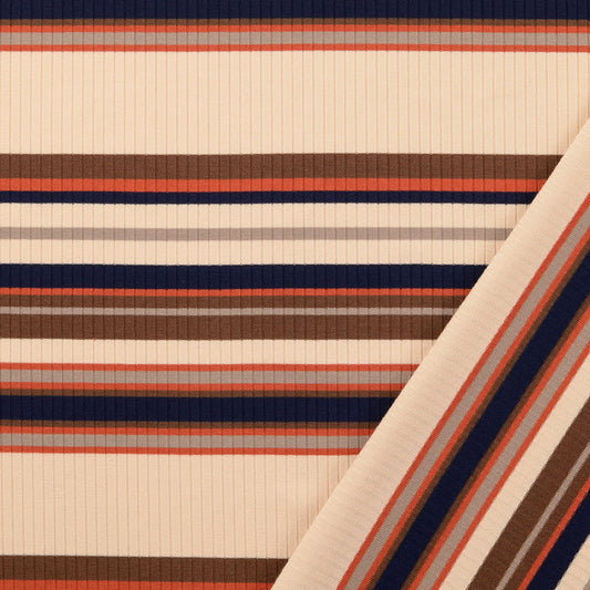Jersey Rippe Streifen Braun – Heavy Knit Stretch Stoff | Stoffeya