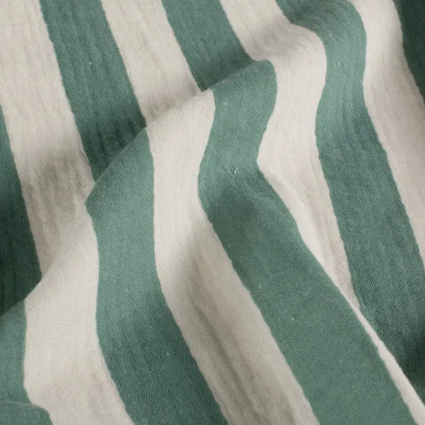 Musselin Stoff Streifen Grün – Weicher Baumwollstoff mit Print