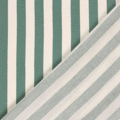 Musselin Stoff Streifen Grün – Weicher Baumwollstoff mit Print