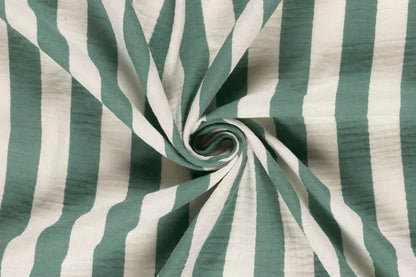 Musselin Stoff Streifen Grün – Weicher Baumwollstoff mit Print