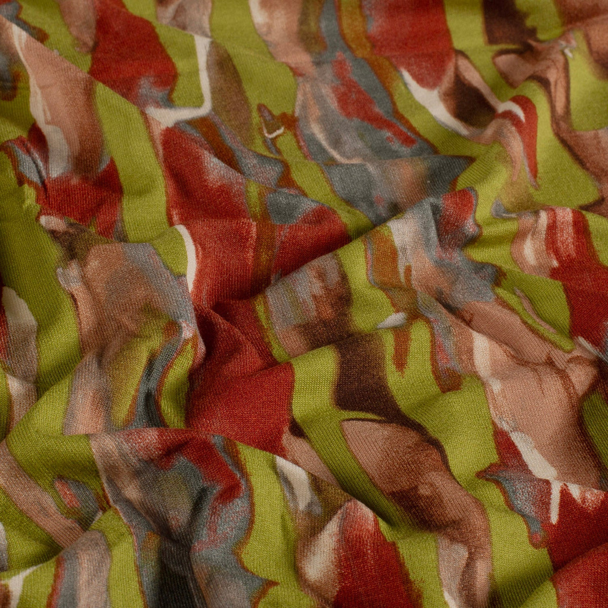 Viskose Jersey Abstrakt Khaki-Grün – Stoffeya