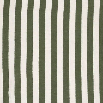 Musselin Stoff Streifen Dunkelgrün – Weicher Baumwollstoff mit Print
