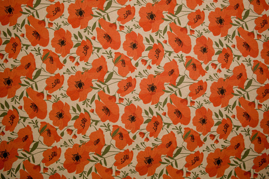 Detailaufnahme des Mohnblumen-Drucks