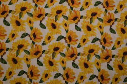 Baumwollstoff Sonnenblumen Gelb – sommerlicher Blumenstoff aus 100 % Baumwolle