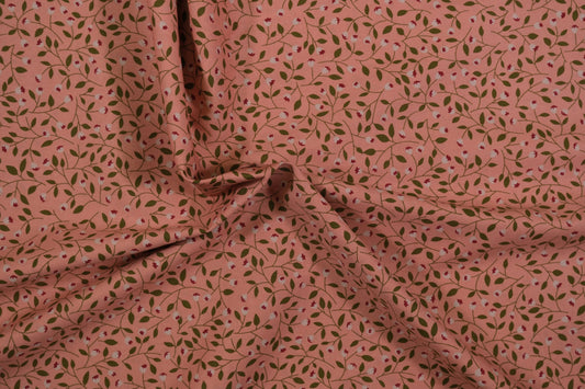 Baumwollstoff Ranken Rosa – rosafarbener Baumwollstoff mit zartem Rankenmuster