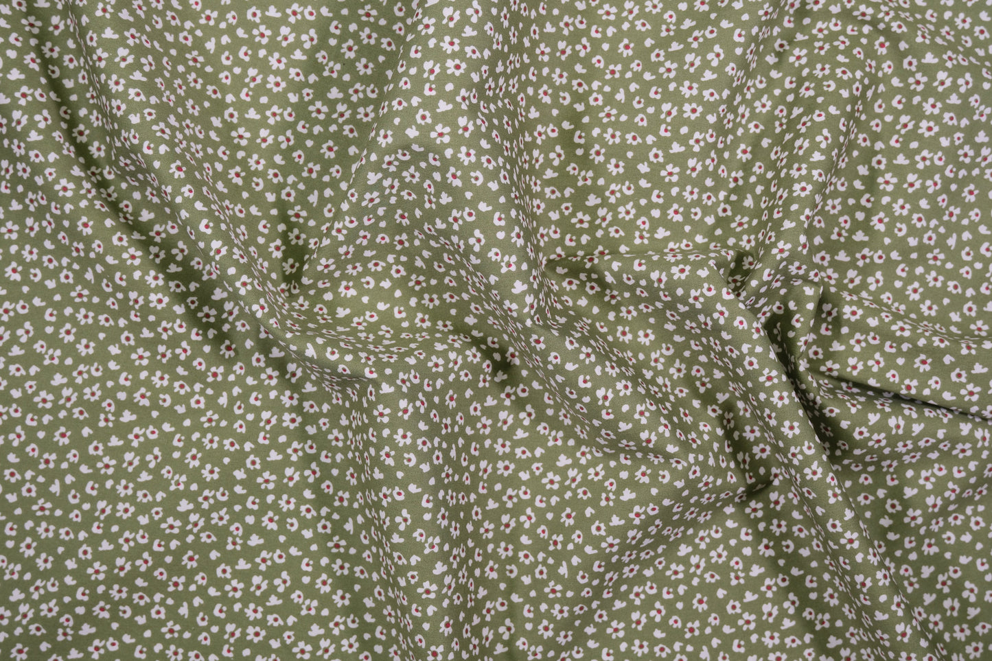 Baumwolle Mini-Blümchen Oliv -  Webware Materialqualität 140cm