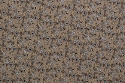 Baumwollstoff Blumen Beige – fein gemusterter Blumenstoff in Naturtönen aus 100 % Baumwolle