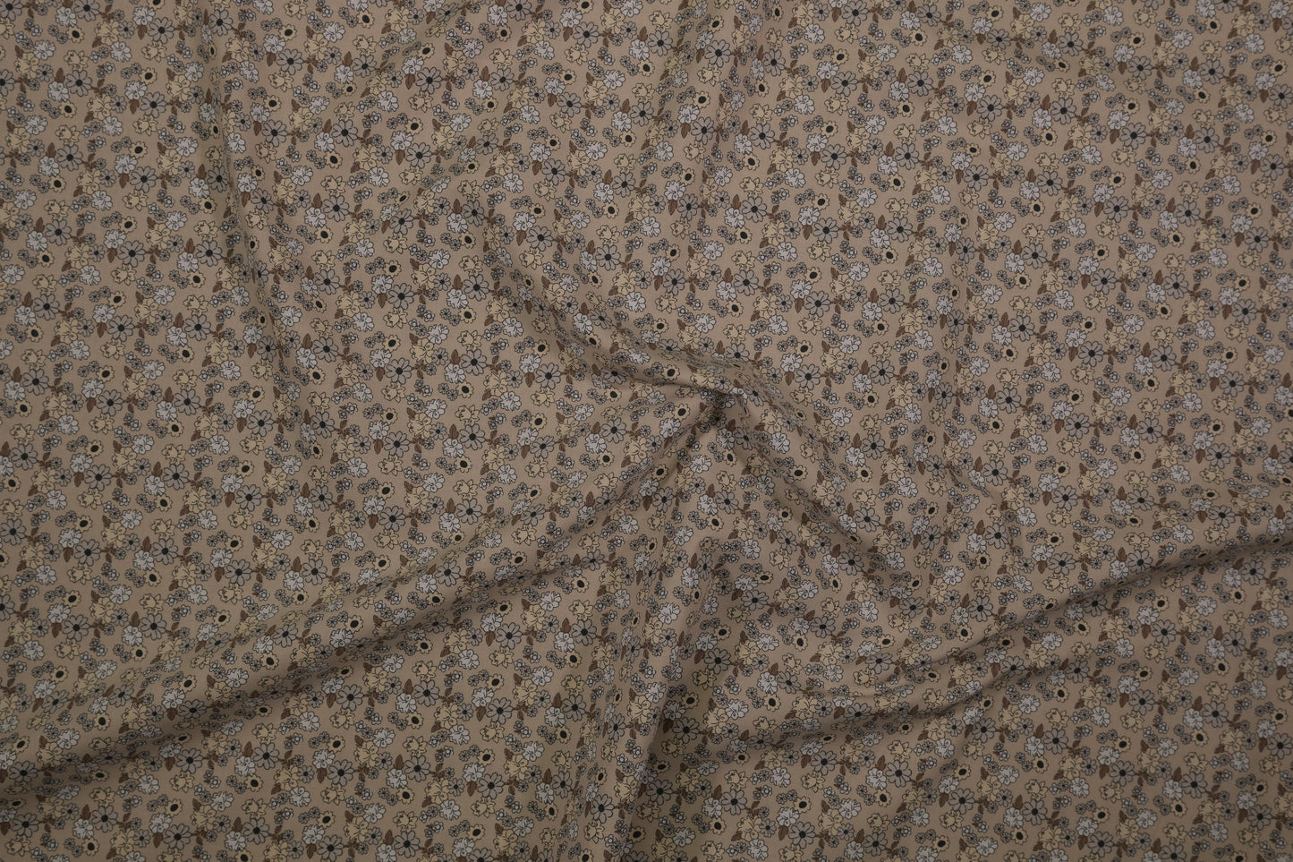 Baumwolle Blumen Beige - Nahaufnahme der Materialqualität 140cm