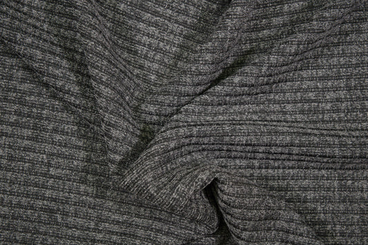 Melierter Rip Jersey in Grau – elastischer Feinripp