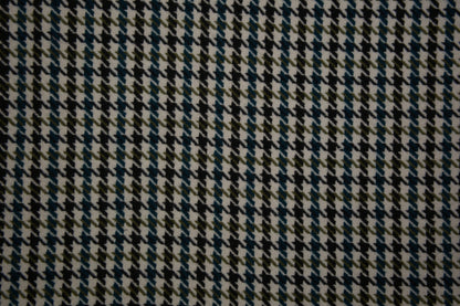 Klassischer Hahnentritt Wollstoff in Grün Schwarz – detailreiche Nahaufnahme