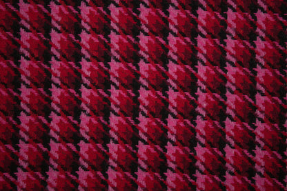 Wollstoff mit klassischem Hahnentritt-Muster in Grau, Bordeaux, Blau und Braun Metrware Materialqualität 140cm