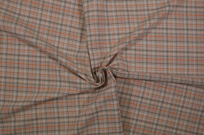 Baumwollstoff Geschirrtuch Karo – Beige Grau Orange
