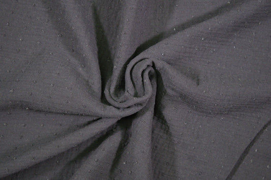 Musselin Double Gauze in Anthrazit mit feiner Punktstruktur