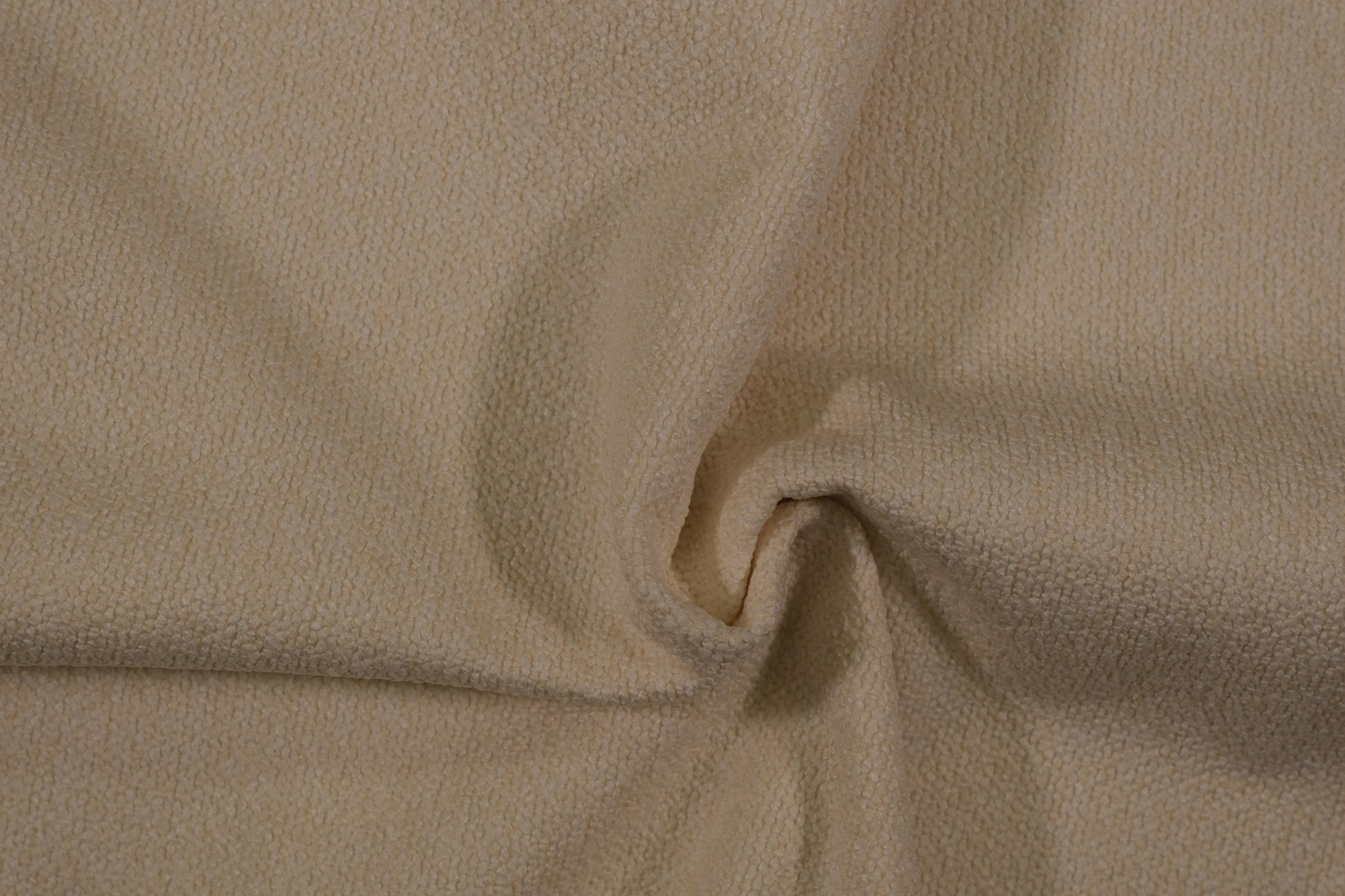 Heller Bouclé Möbelstoff in Creme – strukturierter Polsterstoff für moderne Wohnräume Detailaufnahme der Stoffstruktur