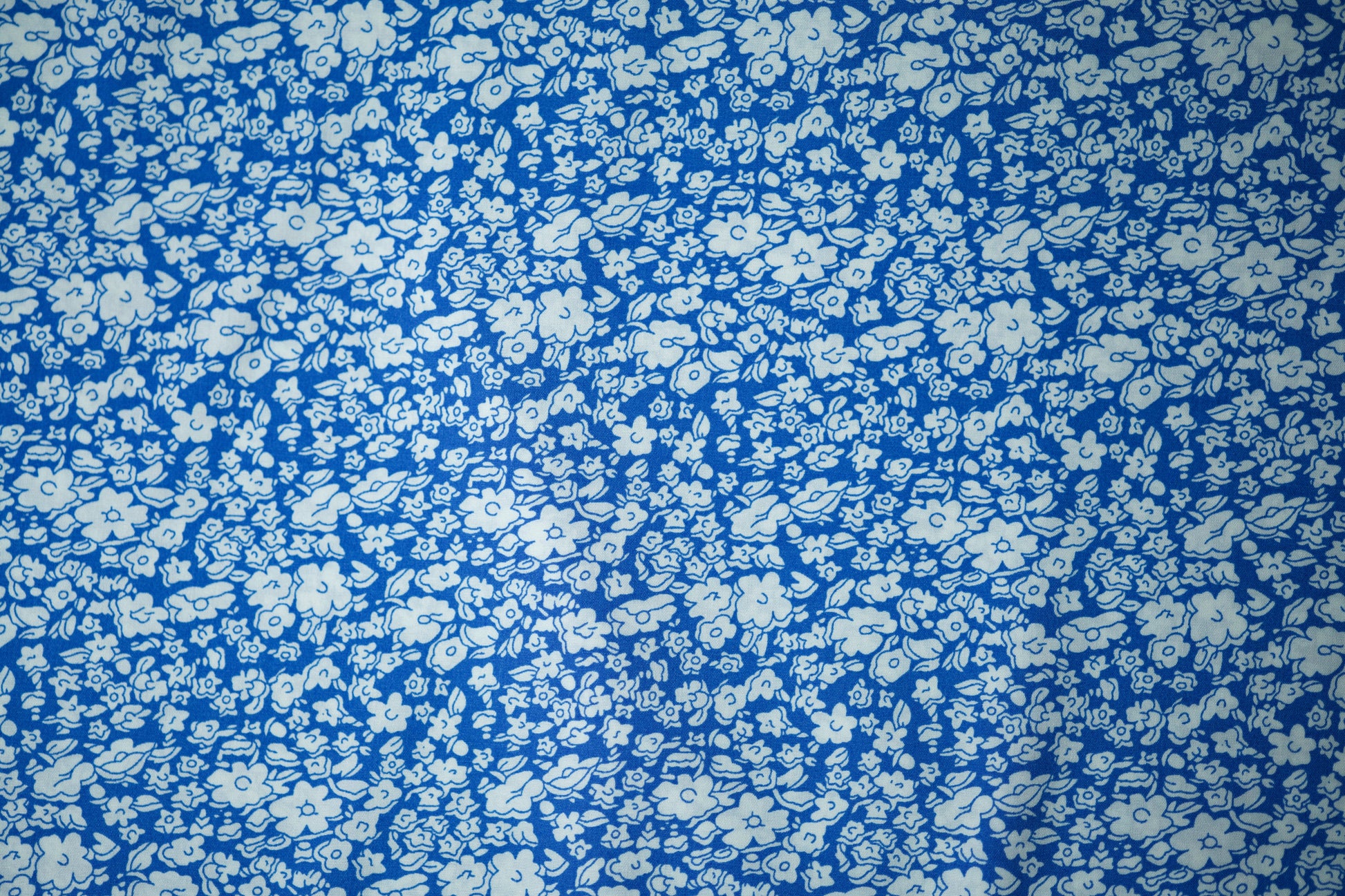 Viskosestoff – Weiß-Blaues Blumenmuster – Viskosestoff mit Blumenmuster, weich und fließend – Ideal für Sommerkleider