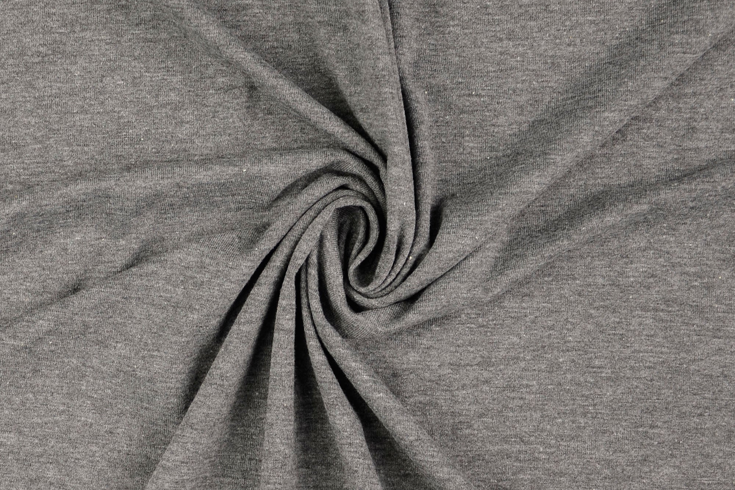 Grau melierter Jersey Stoff gefaltet – weicher elastischer Bekleidungsstoff
