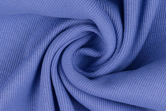 Bündchenstoff Blau Meterware – elastischer Rippstrick Stoff für Abschlüsse