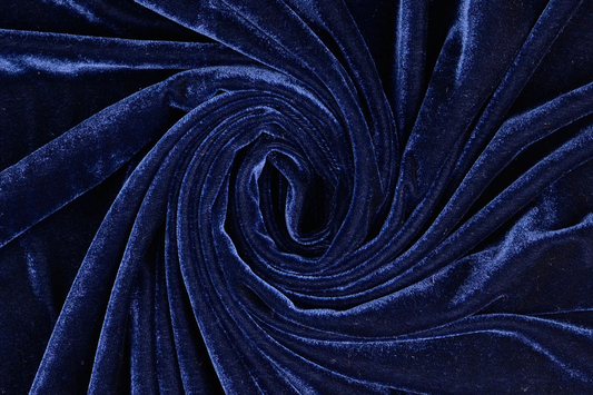 Marineblauer Samt Stoff – Edler Velvet Stoff weich & glänzend
