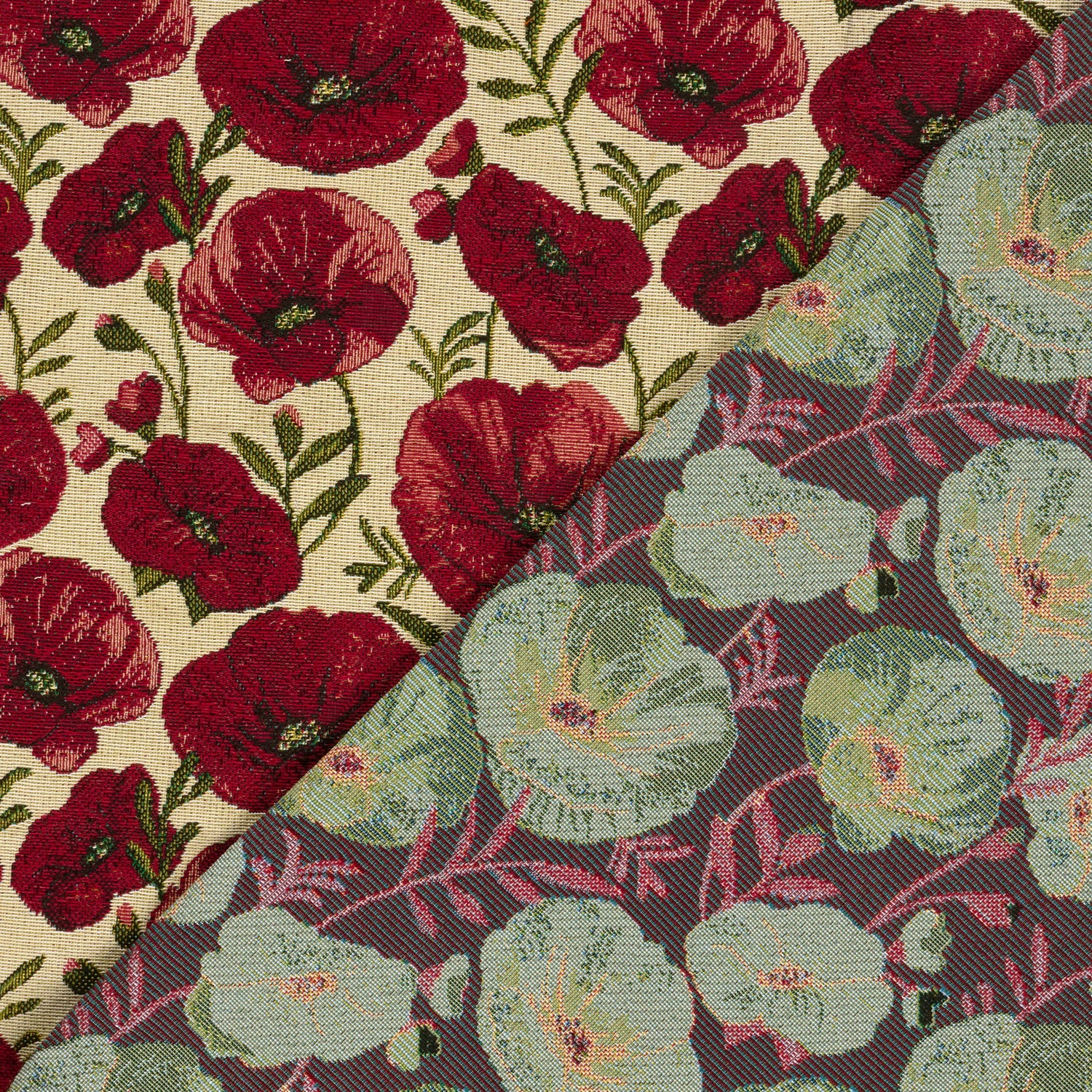 Gobelin Jacquard Blumen Beige – Stoffeya