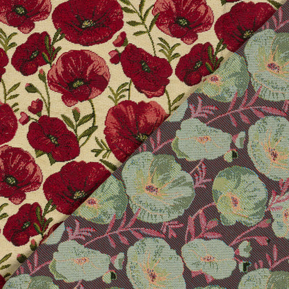 Gobelin Jacquard Blumen Beige – Stoffeya