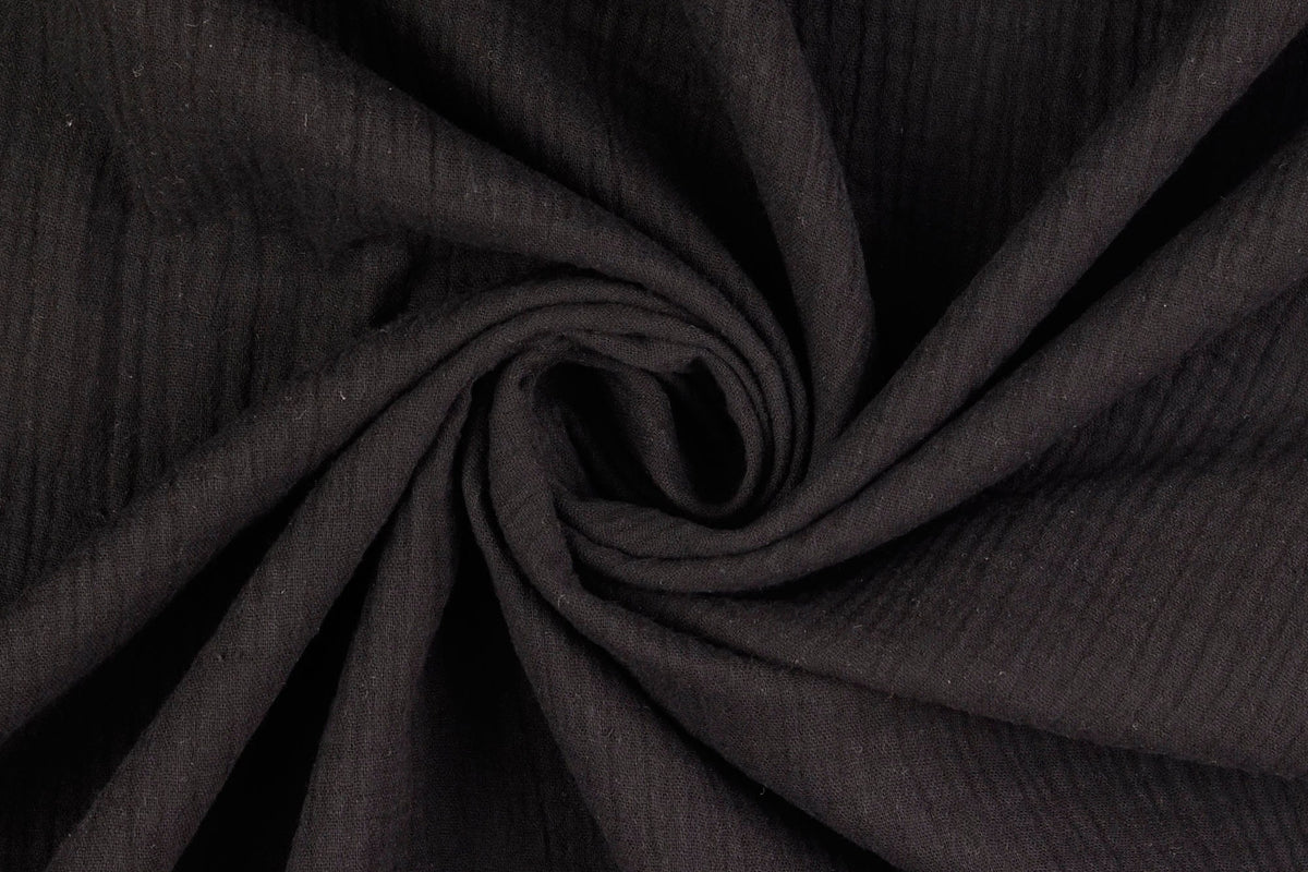 Musselin Stoff Uni in klassischem Schwarz
