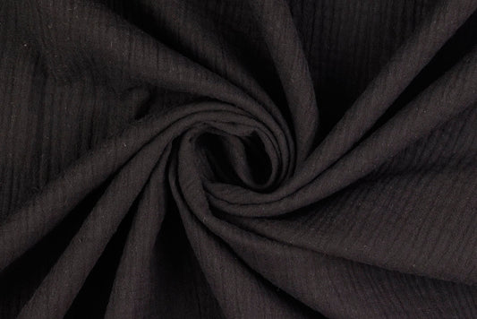 Musselin Stoff Uni in klassischem Schwarz
