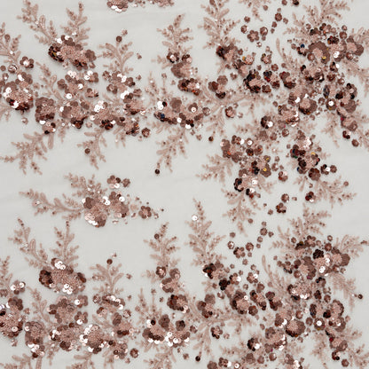 Perlenspitze Altrosa 3D-Blüten – Gesamtansicht – Stoffeya