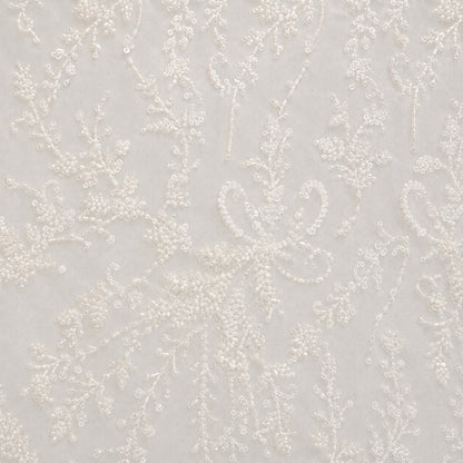 Brautspitze Ivory mit Perlen und Pailletten auf Tüll – Stoffeya